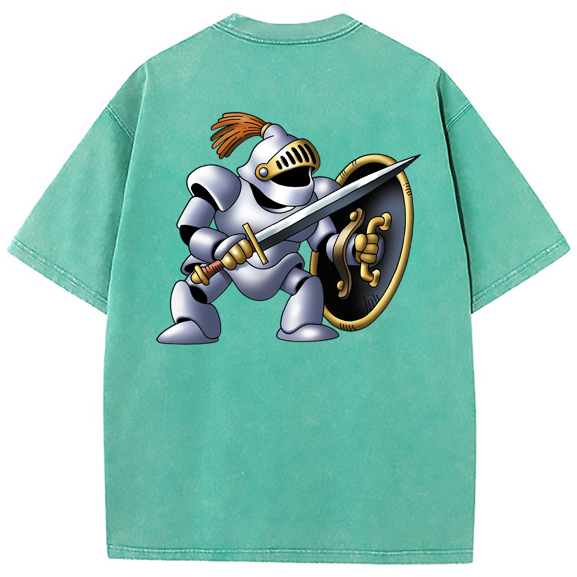 （画像用） ドラゴンクエスト Doragon Kuesuto Dragon Quest 綿100% ヴィンテージ風 半袖Tシャツ（背面プリント）